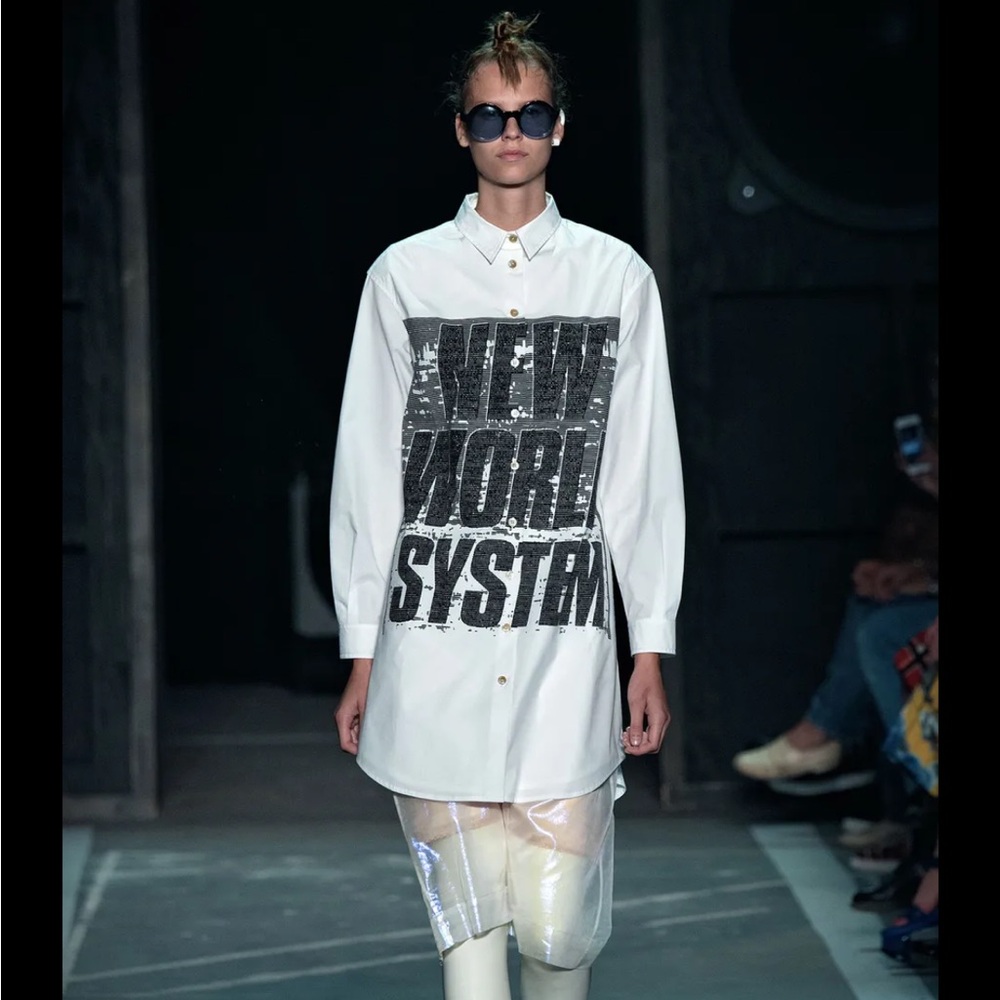 Marc By Marc Jacobs Button down Graphic Shirtdress XS Spring 2015 Fashion Show